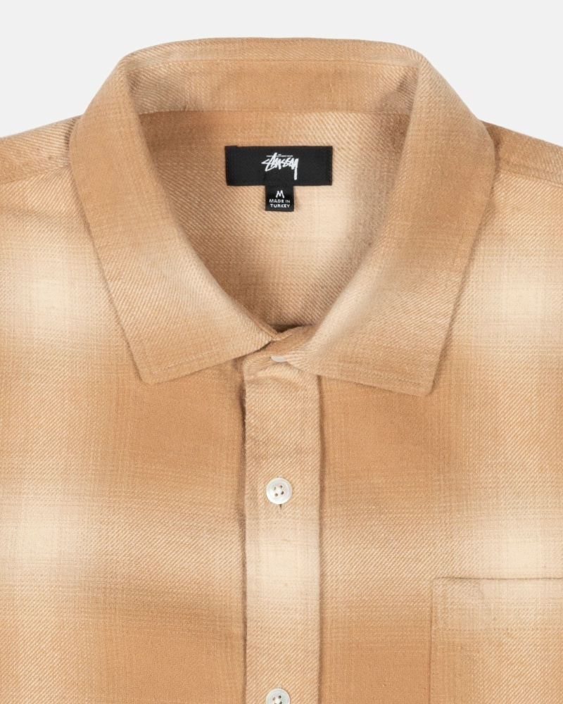 Brown Men's Stussy Bay Plaid Shirts | CA0000295