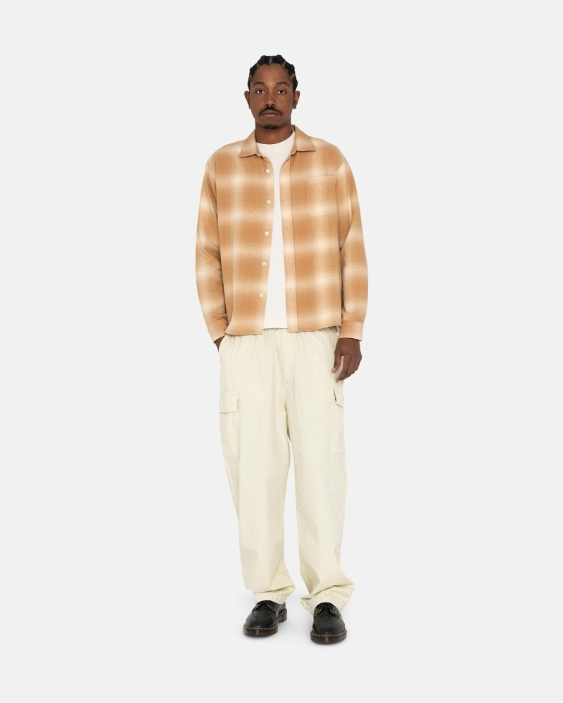 Brown Men's Stussy Bay Plaid Shirts | CA0000295