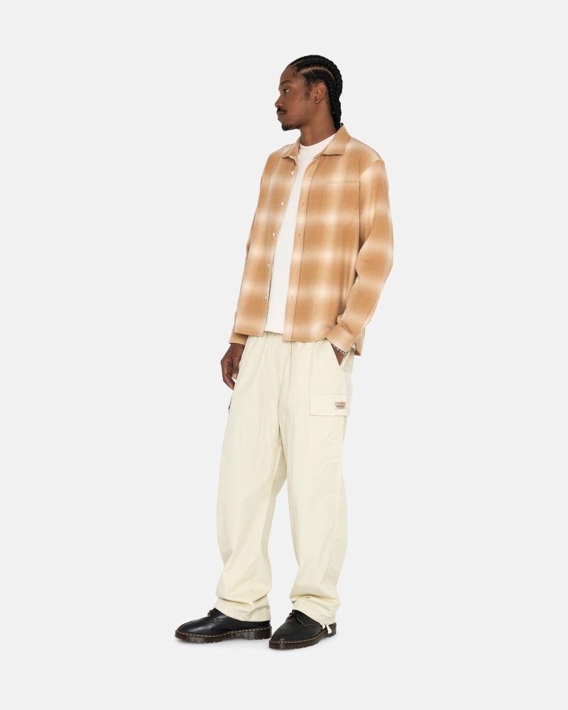 Brown Men's Stussy Bay Plaid Shirts | CA0000295