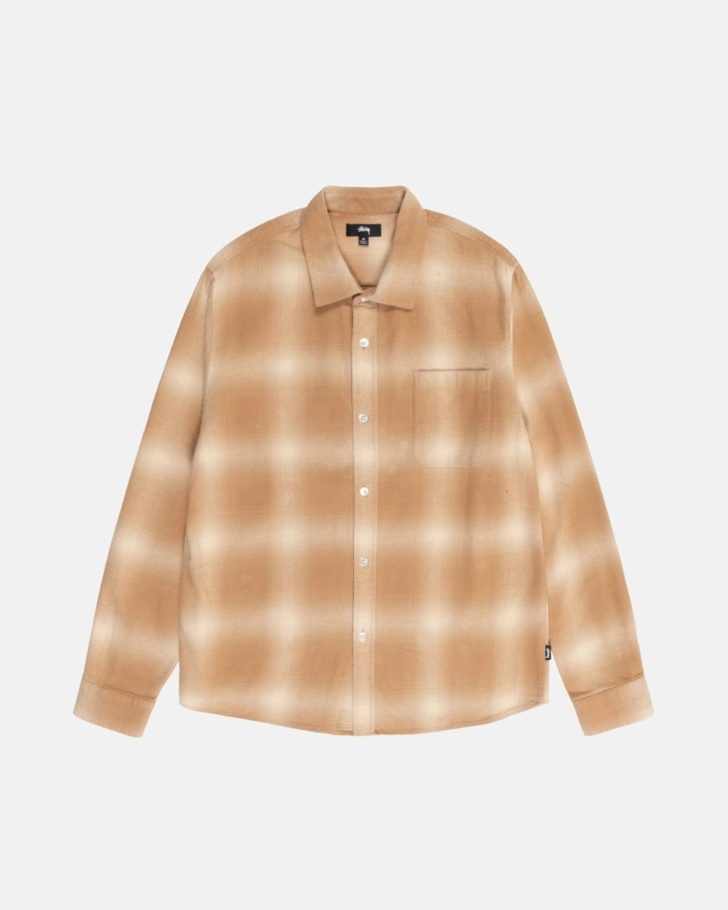 Brown Men\'s Stussy Bay Plaid Shirts | CA0000295