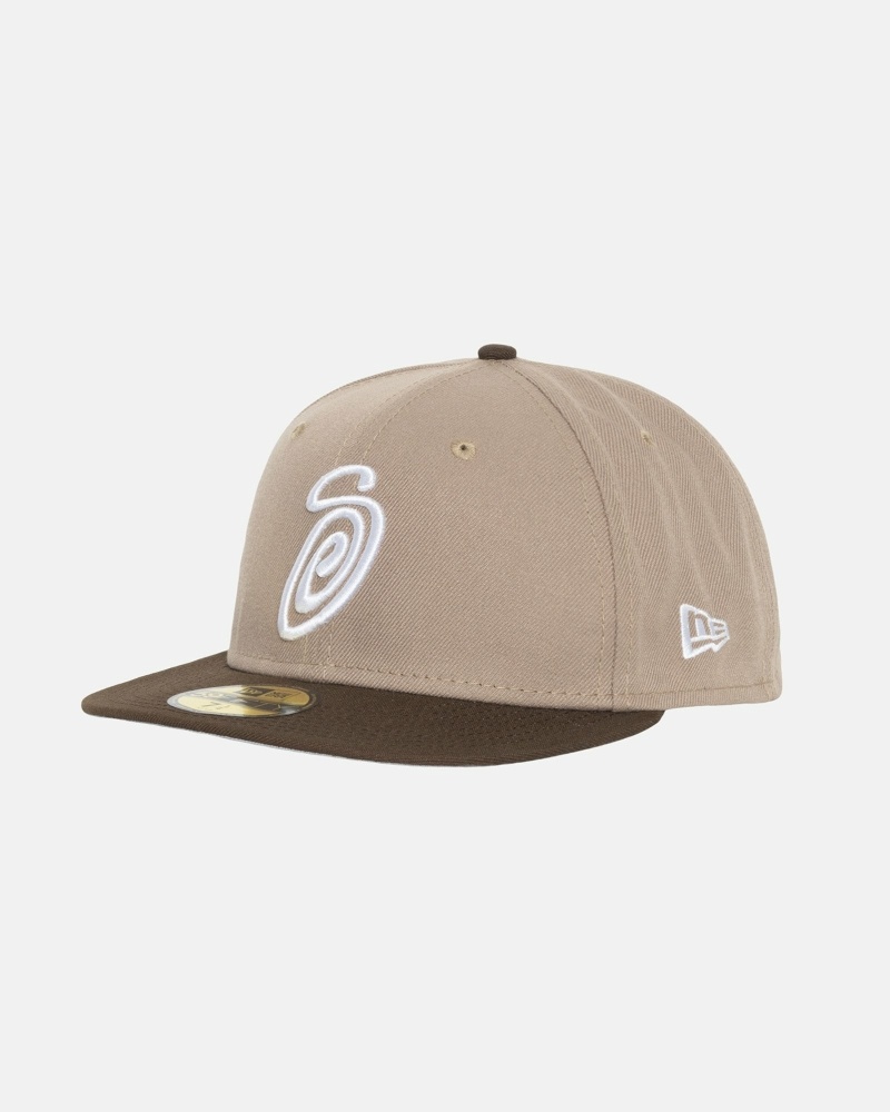 Brown Men's Stussy Curly S 59Fifty New Era Caps | CA0000429