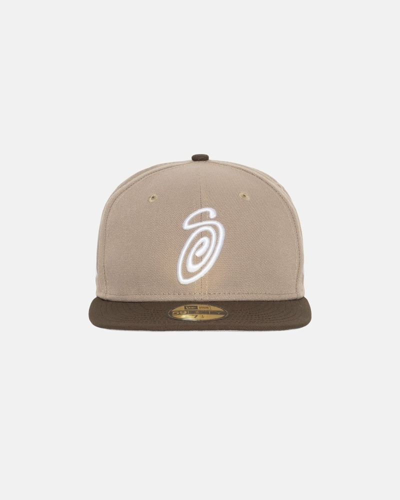 Brown Men\'s Stussy Curly S 59Fifty New Era Caps | CA0000429