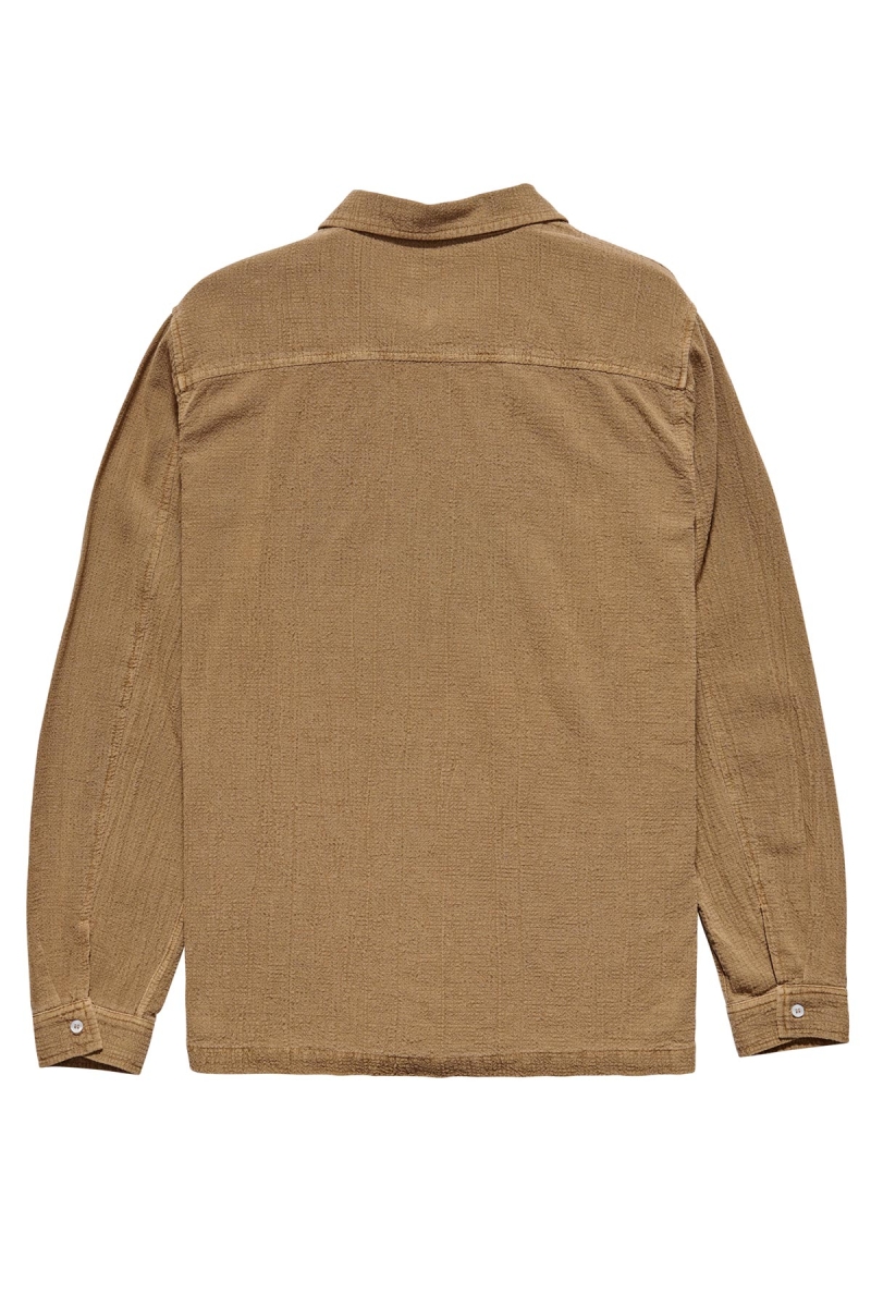 Brown Men's Stussy Grid Seersucker LS Shirts | CA0000308