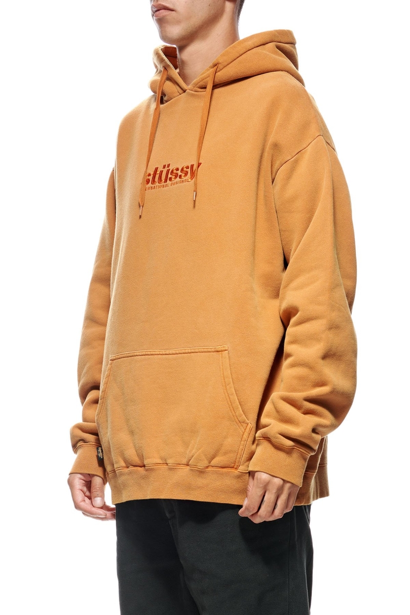 Brown Men's Stussy Italic Pigment Hoodies | CA0000048