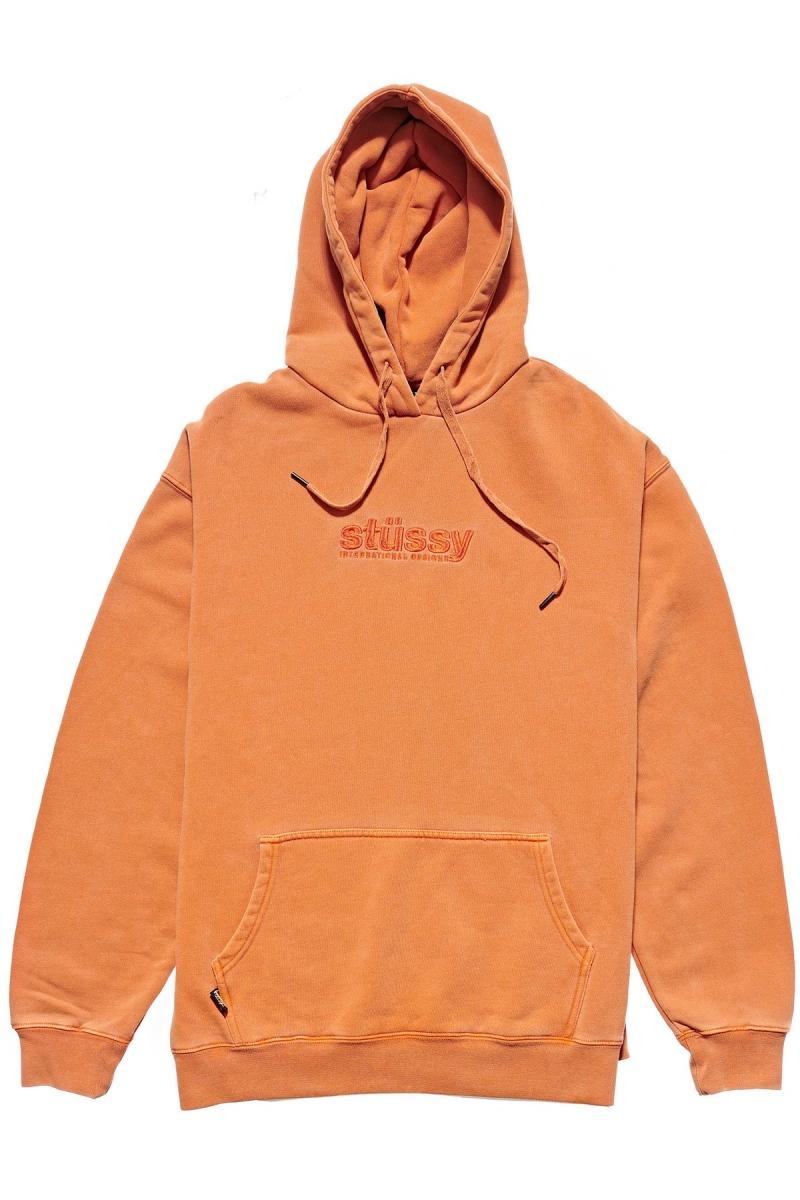 Brown Men\'s Stussy Italic Pigment Hoodies | CA0000048