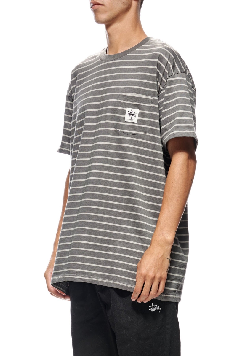 Brown Men's Stussy Kalorama Stripe SS T Shirts | CA0000231