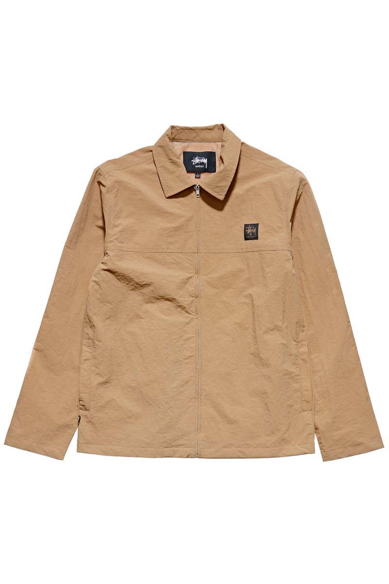 Brown Men\'s Stussy Sid Taslon Jackets | CA0000361