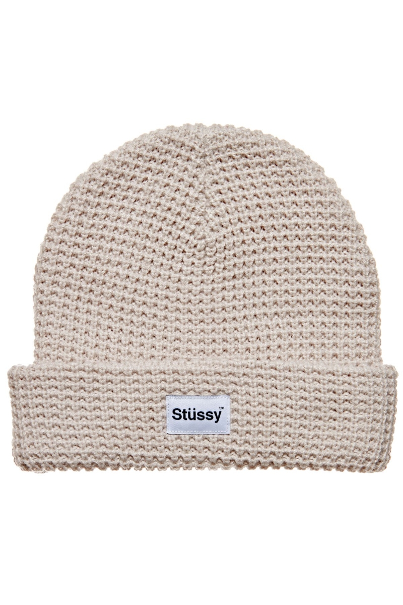 Brown Men\'s Stussy Trademark Waffle Beanie Hats | CA0000504