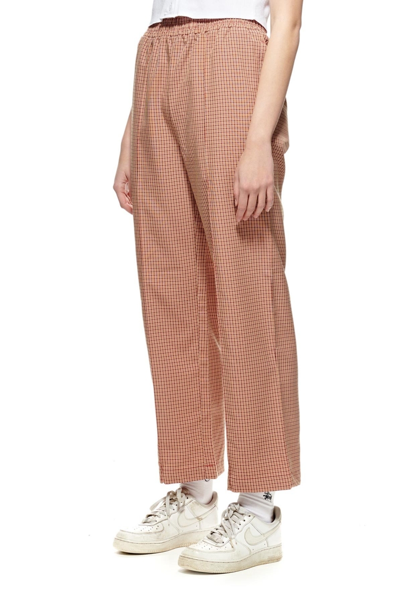 Brown Women's Stussy Airlie Check Track Pants | CA0000970