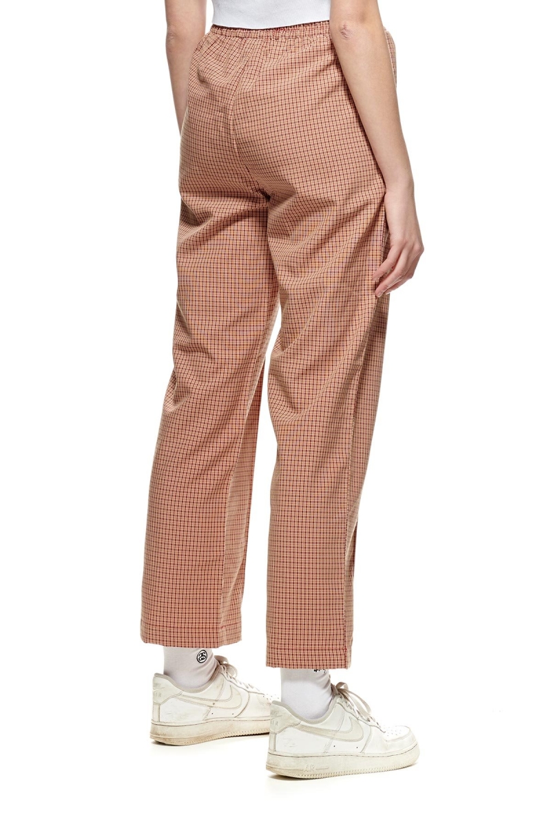 Brown Women's Stussy Airlie Check Track Pants | CA0000970