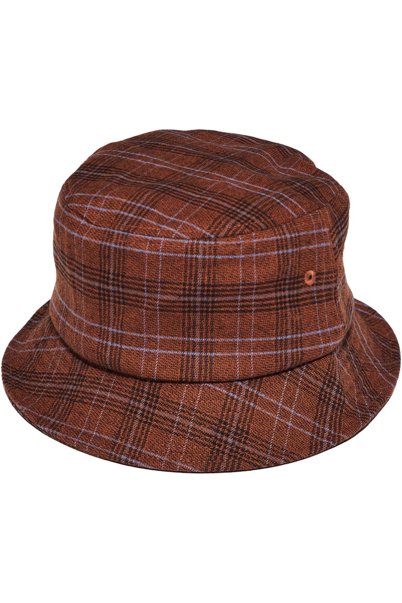 Brown Women's Stussy Graffiti Check Bucket Hats | CA0000439