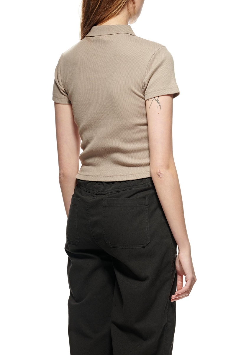 Brown Women's Stussy Monterey Rib Polo Shirts | CA0000327