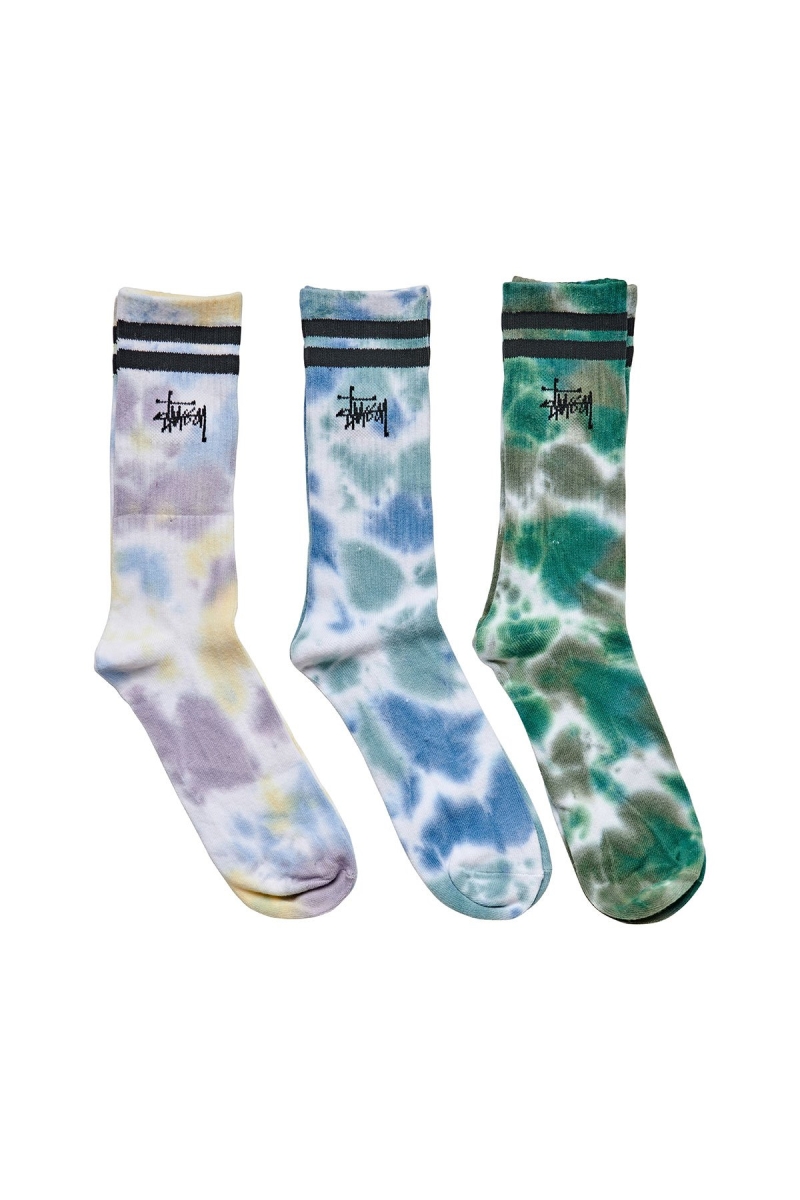 Brown Women\'s Stussy Tie dye Stripe 3PK Socks | CA0000746