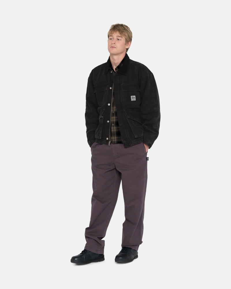 Burgundy Men's Stussy Brushed Beach Pants | CA0000543