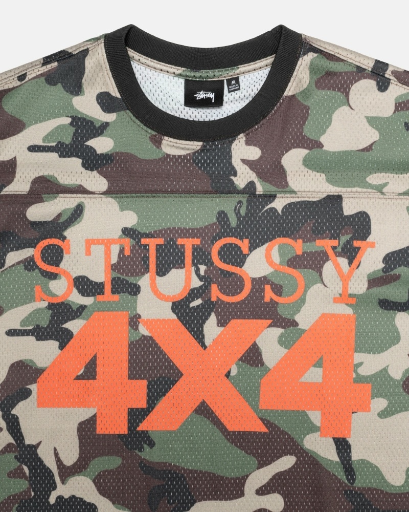 Camo Men's Stussy 4X4 Mesh Football Jersey T Shirts | CA0000092