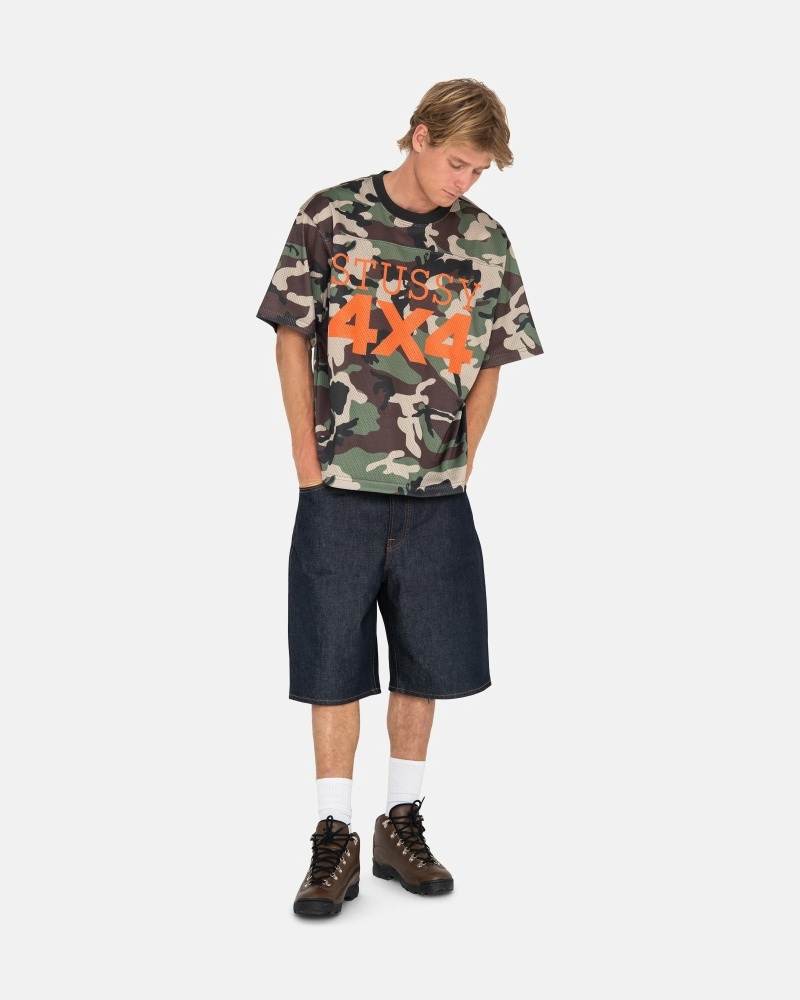 Camo Men's Stussy 4X4 Mesh Football Jersey T Shirts | CA0000092