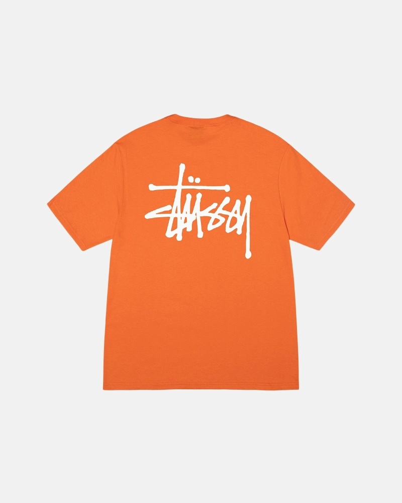 Coral Men\'s Stussy Basic T Shirts | CA0000110