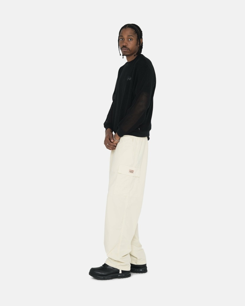 Cream Men's Stussy Ripstop Cargo Beach Pants | CA0000586