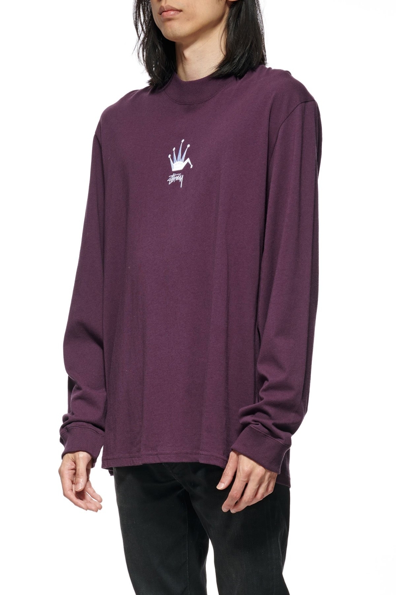 Dark Purple Men's Stussy Crown Sweatshirts | CA0000910