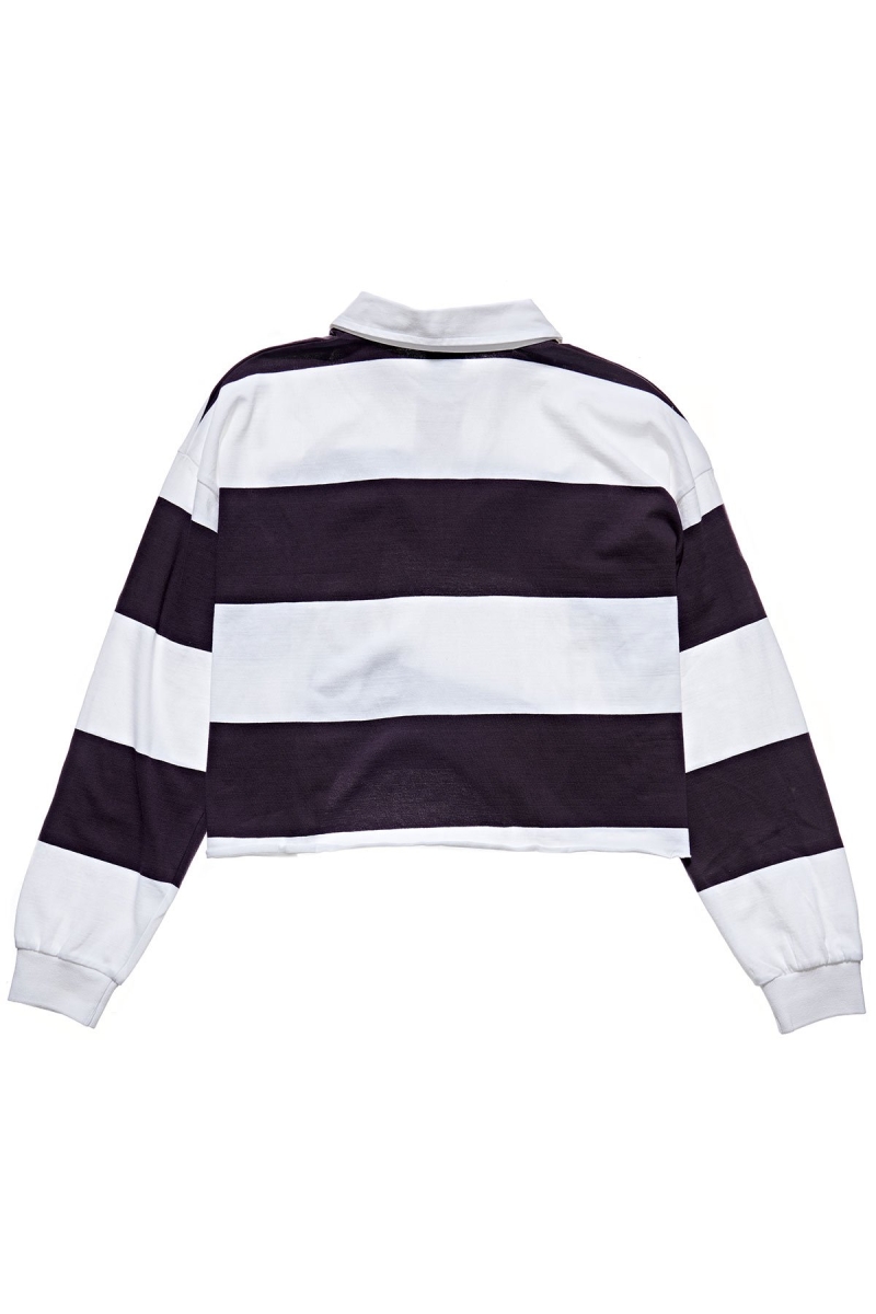 Dark Purple Women's Stussy Monaco Stripe Rugby Shirts | CA0000325