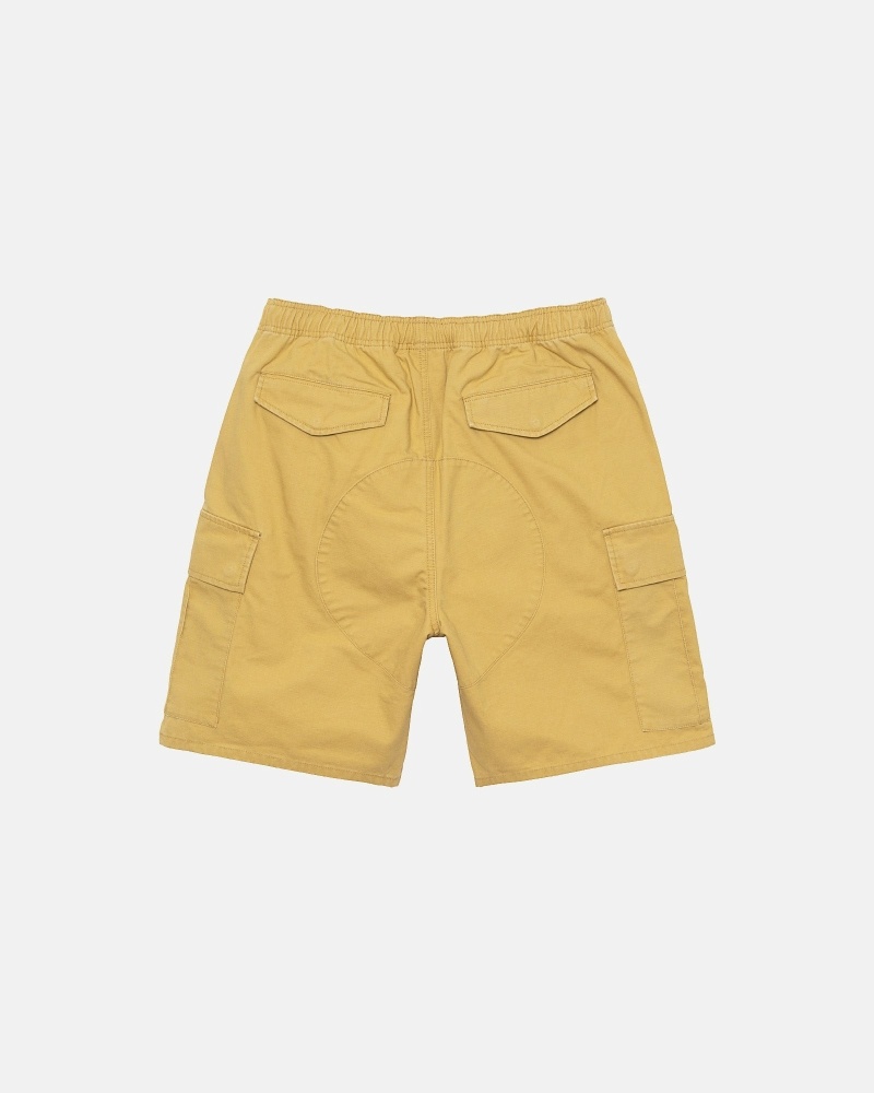 Dark Yellow Men's Stussy Ripstop Cargo Shorts | CA0000669