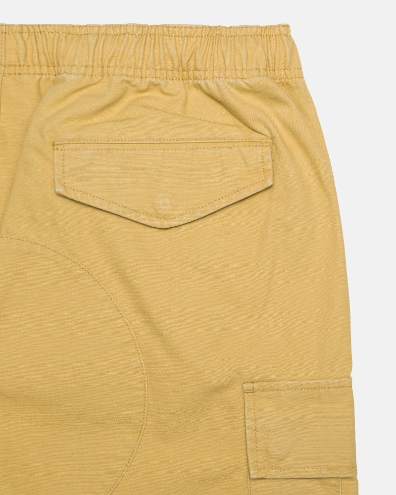 Dark Yellow Men's Stussy Ripstop Cargo Shorts | CA0000669