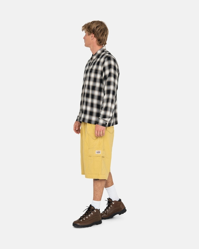 Dark Yellow Men's Stussy Ripstop Cargo Shorts | CA0000669