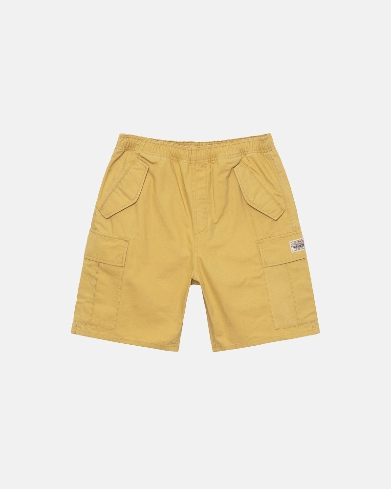 Dark Yellow Men\'s Stussy Ripstop Cargo Shorts | CA0000669