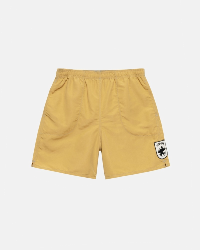 Dark Yellow Men\'s Stussy Surfman Patch Shorts | CA0000705