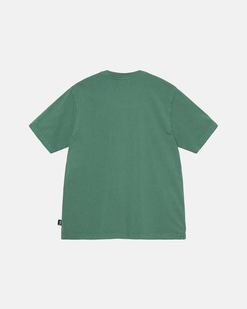 Deep Green Men's Stussy Heavyweight Pigment Dyed Crew T Shirts | CA0000200