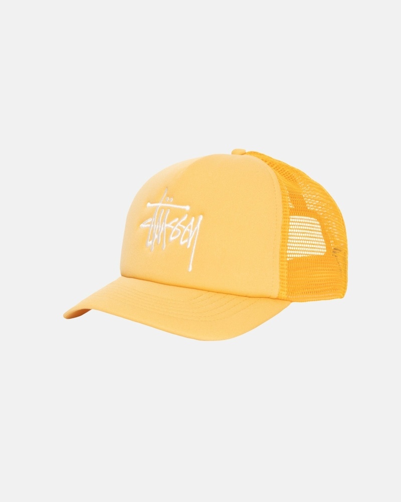 Gold Men's Stussy Big Basic Trucker Caps | CA0000402