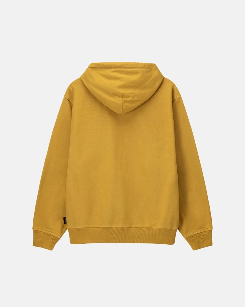 Gold Men's Stussy Pigment Dyed Fleece Hoodies | CA0000054