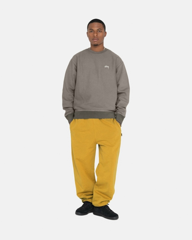 Gold Men's Stussy Pigment Dyed Fleece Pants | CA0000572