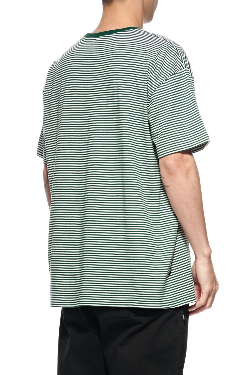 Green Men's Stussy Authentic Yarn Dye SS Pocket T Shirts | CA0000097