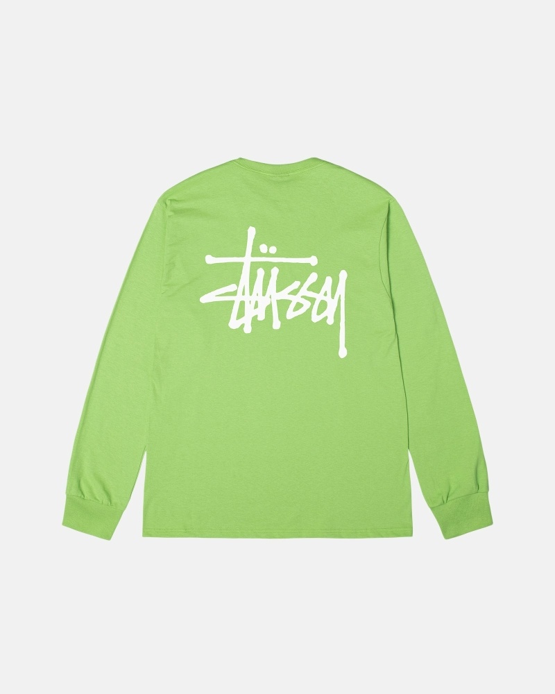 Green Men\'s Stussy Basic Ls T Shirts | CA0000098