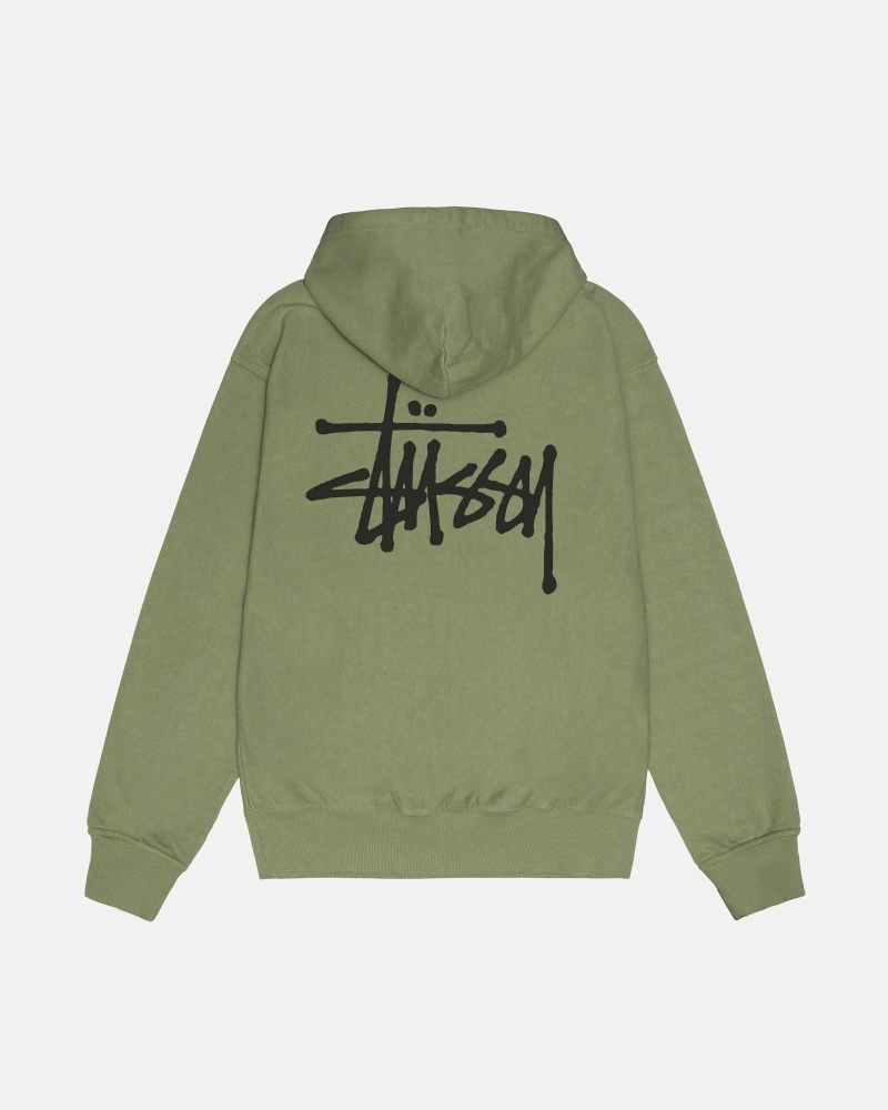 Green Men\'s Stussy Basic Pigment Dyed Hoodies | CA0000013