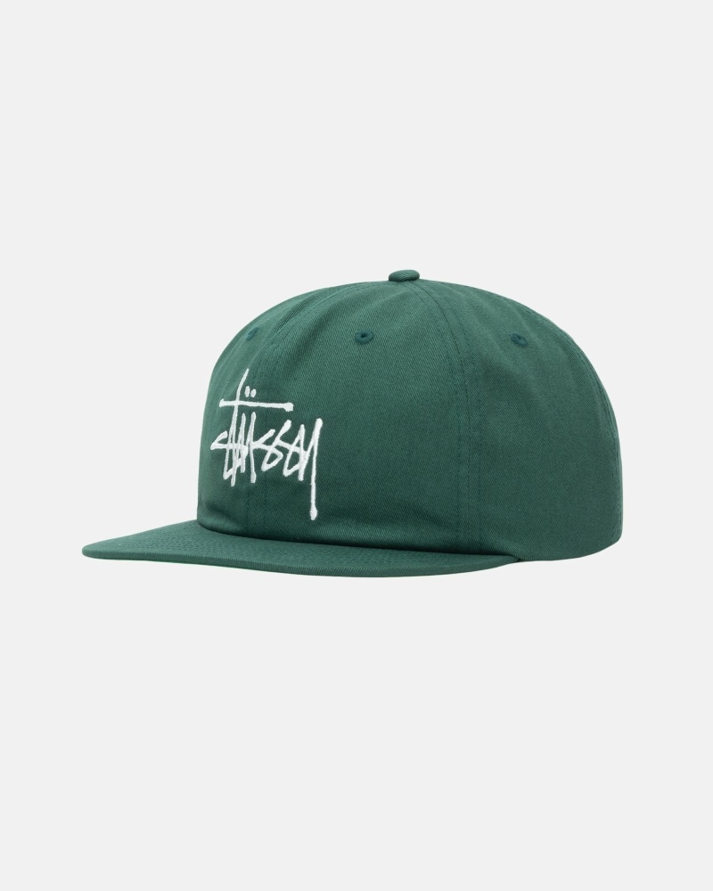 Green Men's Stussy Basic Strapback Caps | CA0000397