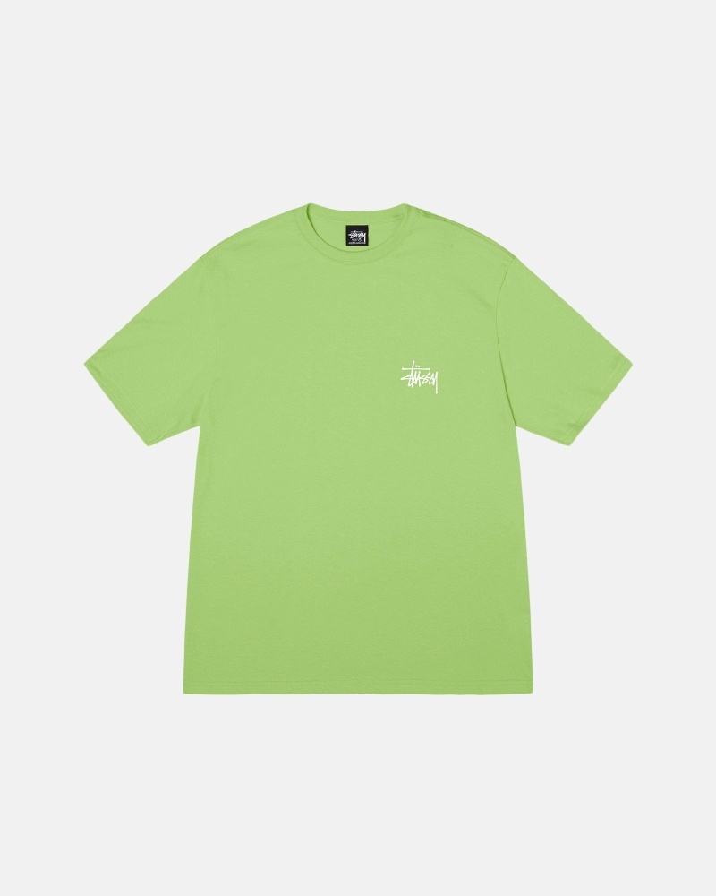 Green Men's Stussy Basic T Shirts | CA0000108