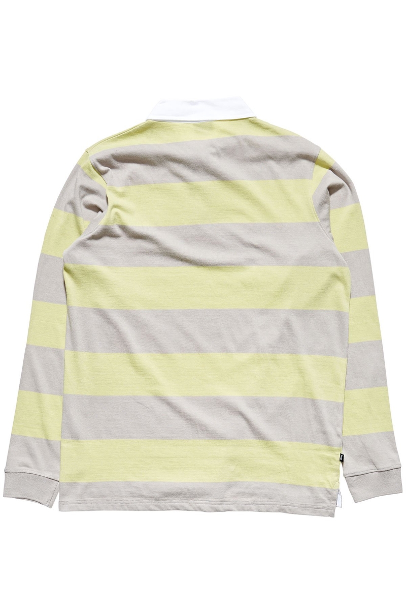 Green Men's Stussy Block Stripe LS Rugby Shirts | CA0000297