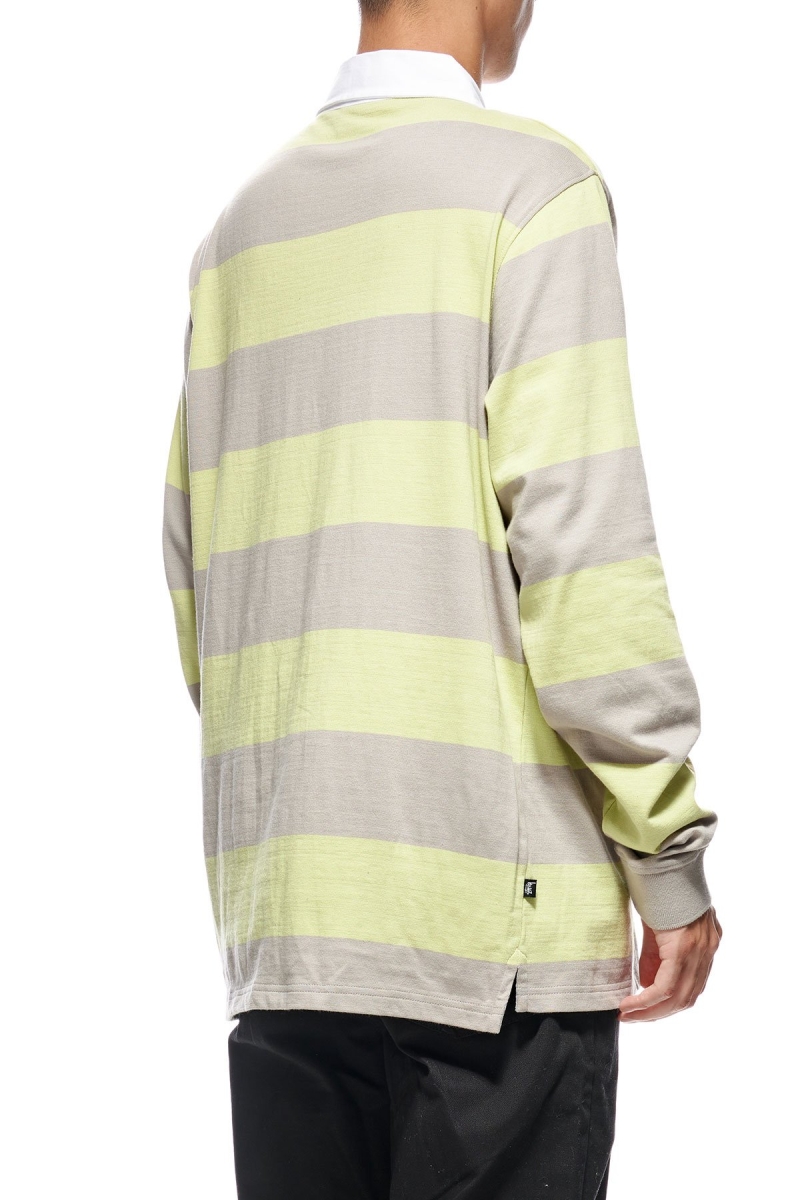 Green Men's Stussy Block Stripe LS Rugby Shirts | CA0000297