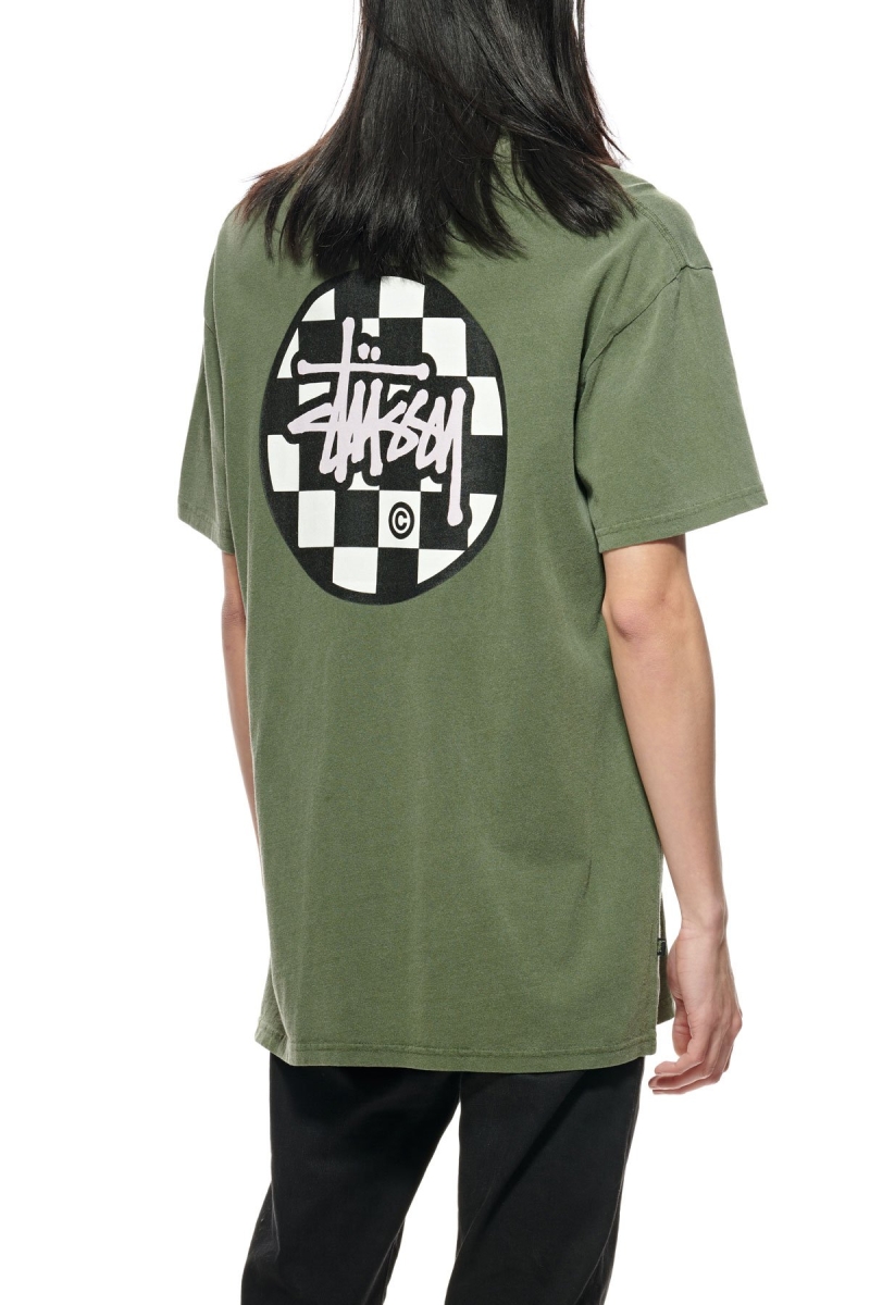 Green Men's Stussy Chequer Dot SS T Shirts | CA0000120