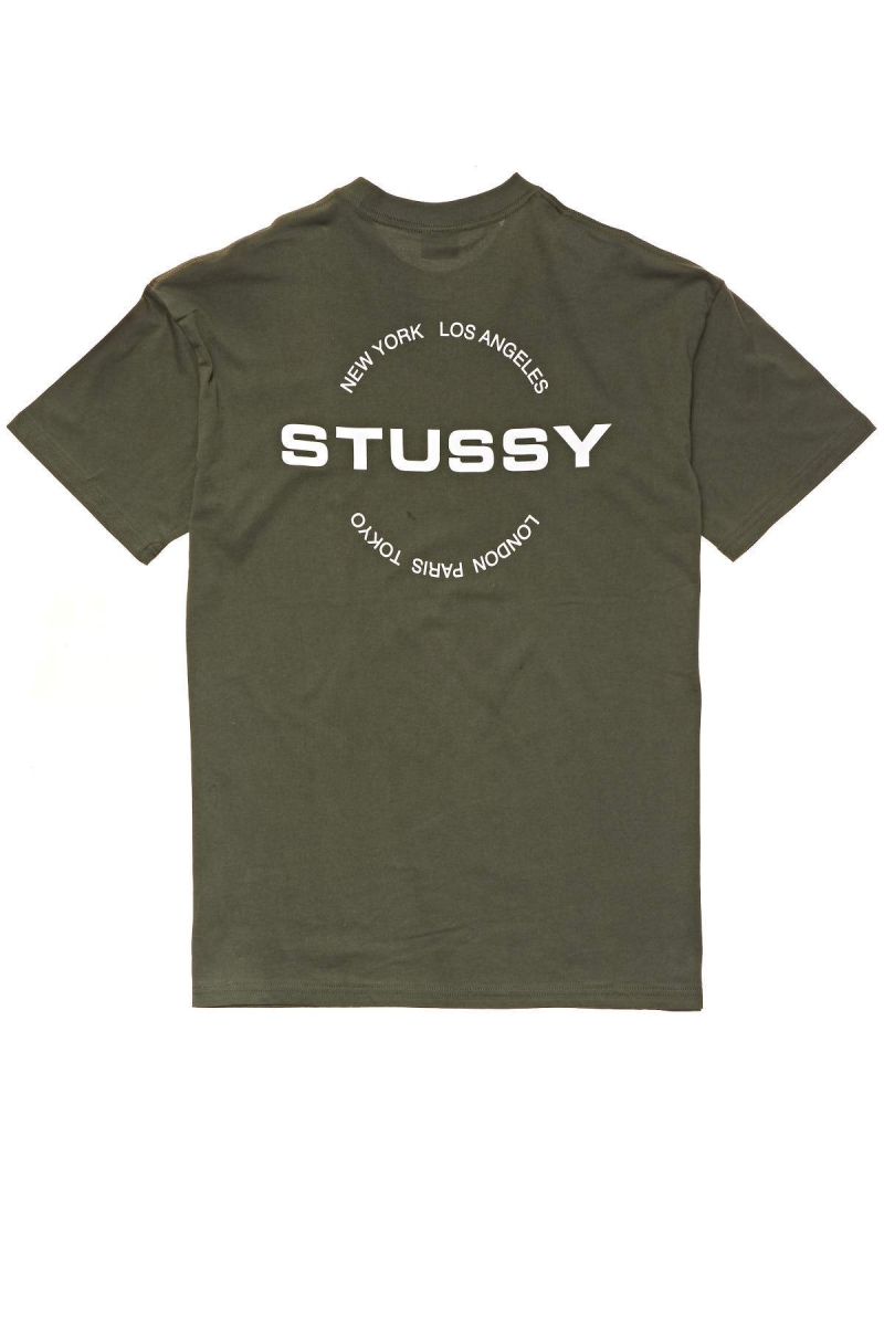 Green Men's Stussy City Circle SS T Shirts | CA0000123