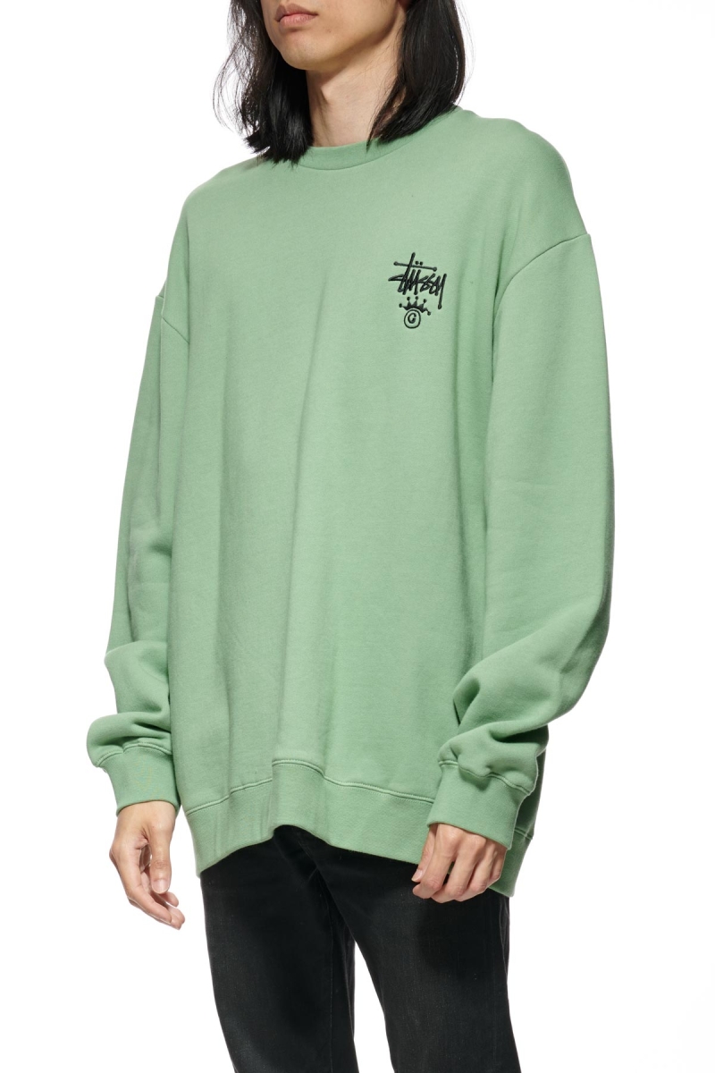 Green Men's Stussy Copyright Crown Crew Sweaters | CA0000827