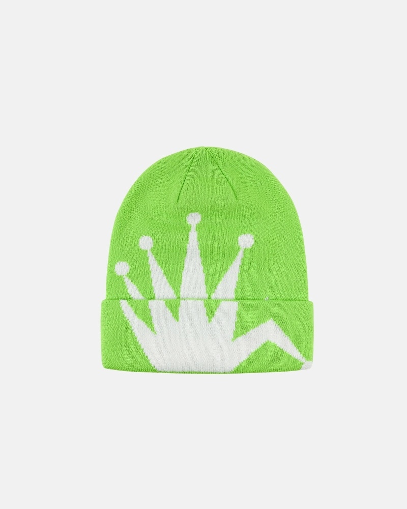 Green Men\'s Stussy Crown Jacquard Cuff Beanie | CA0000423