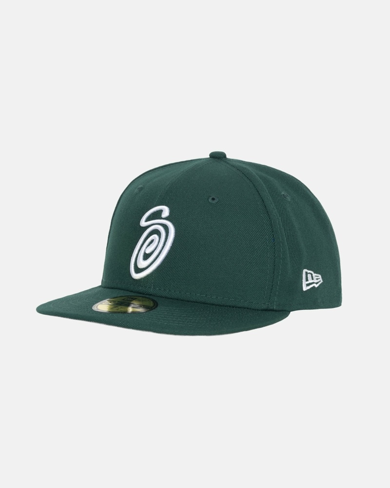 Green Men's Stussy Curly S 59Fifty New Era Caps | CA0000430