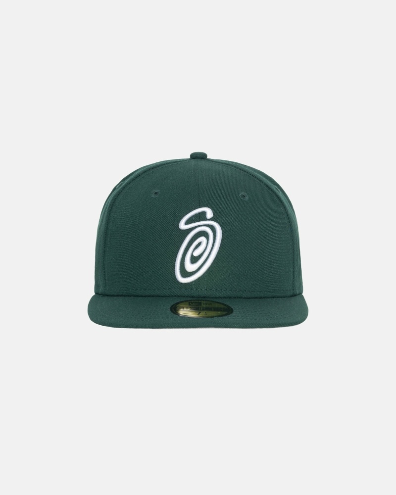 Green Men\'s Stussy Curly S 59Fifty New Era Caps | CA0000430