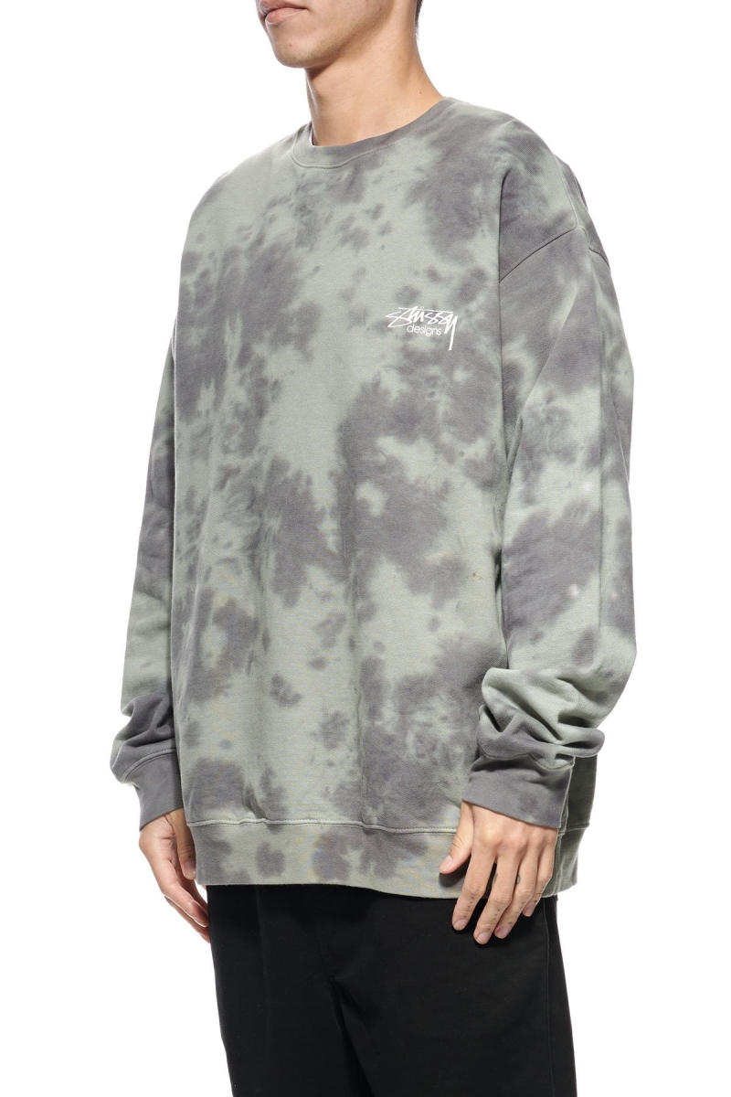 Green Men's Stussy Designs Tie Dye Crew Sweaters | CA0000834