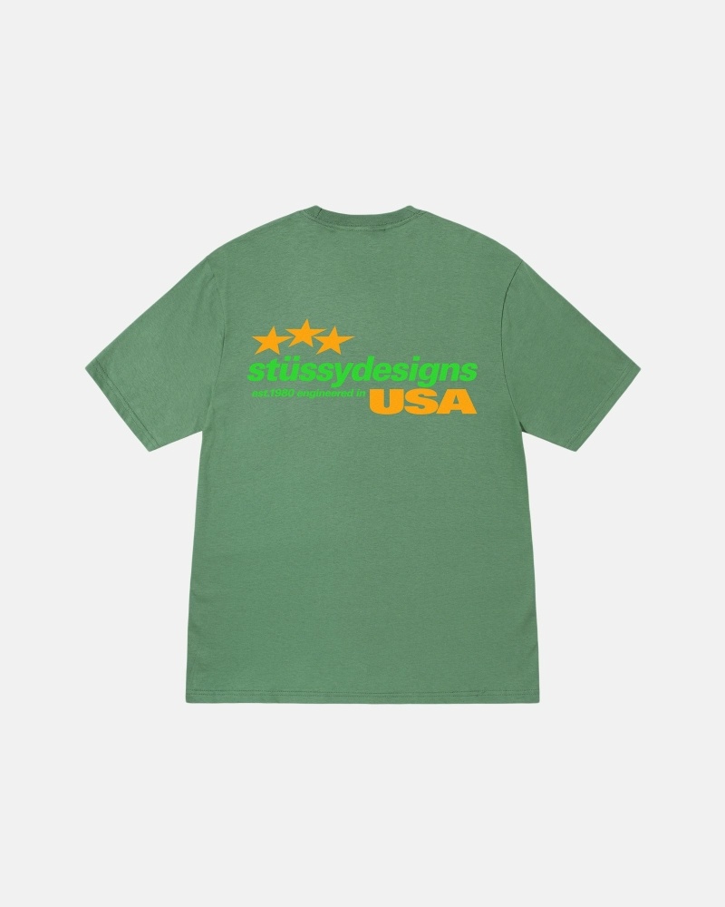 Green Men\'s Stussy Designs USA T Shirts | CA0000157