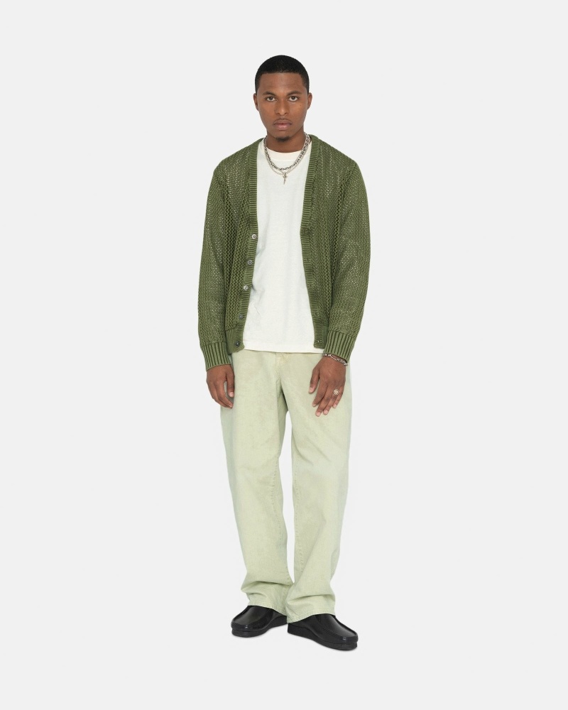 Green Men's Stussy Double Dye Big 'Ol Jeans | CA0000520