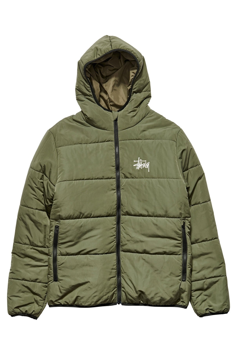 Green Men\'s Stussy Graffiti Lightweight Puffa Jackets | CA0000341